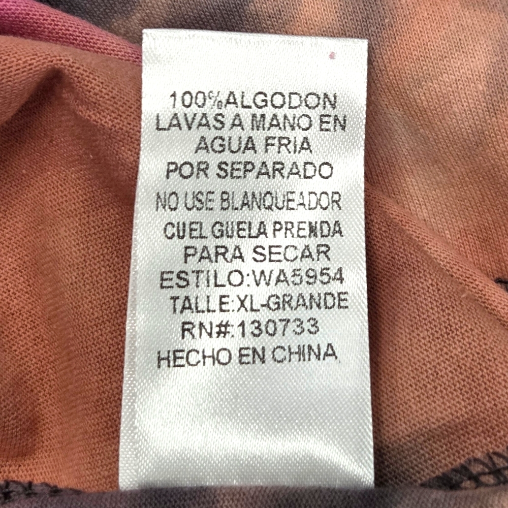 Umgee Pink Purple Black Brown Tie-Dye Long Sleeve Top Size XL NEW With Tags! - Picture 10 of 10